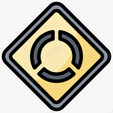 环形交叉口交通标志29线形颜色图标