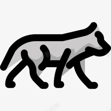 狼野生动物7线形颜色图标