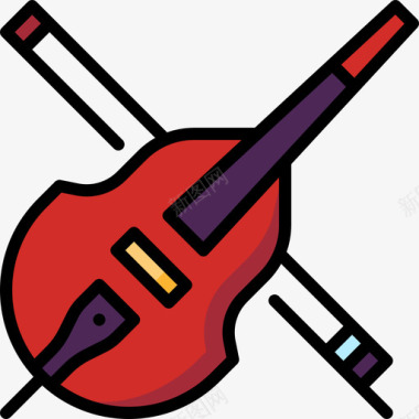 大提琴乐器35线型颜色图标