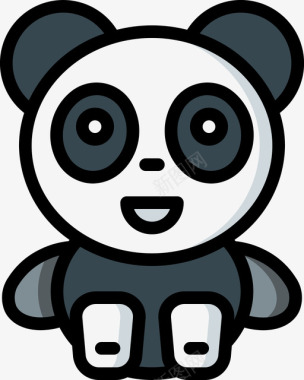 熊猫软玩具4线性颜色图标