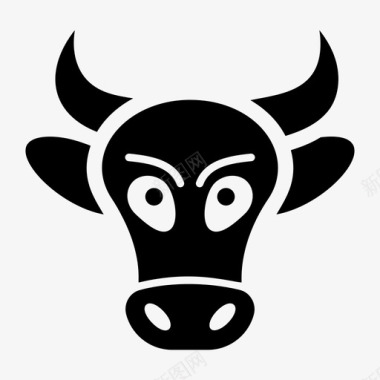 牛头卡通表情符号图标