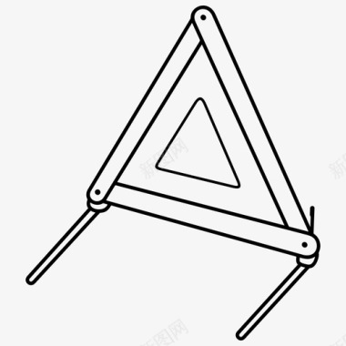 可折叠三角警示牌反光镜安全图标