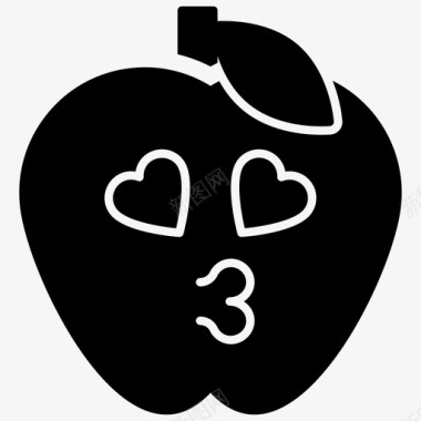 吻脸苹果表情符号情感图标