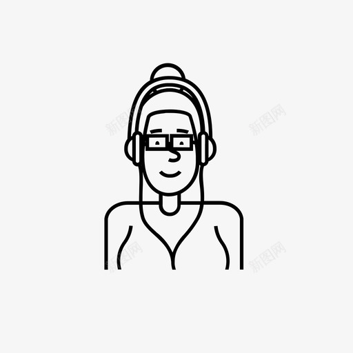 戴着纽结耳机的女人音乐无声svg_新图网 https://ixintu.com 戴着 纽结 耳机 女人 音乐 无声 歌曲 声音 各种各样