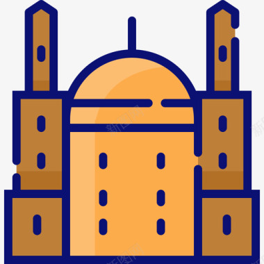 开罗城堡埃及72线性颜色图标