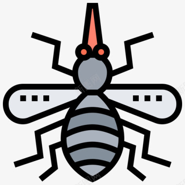 蚊子昆虫9线状颜色图标