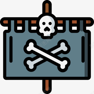 桅杆海盗生活10线性颜色图标