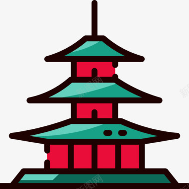 宝塔日本89线性颜色图标