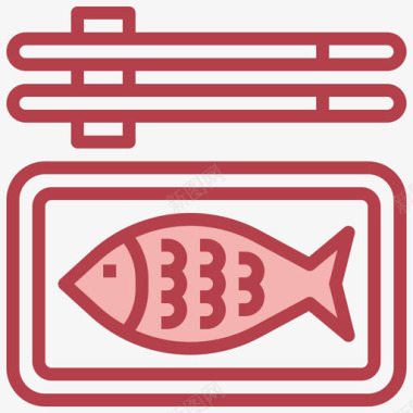 鱼东方食物5红色图标