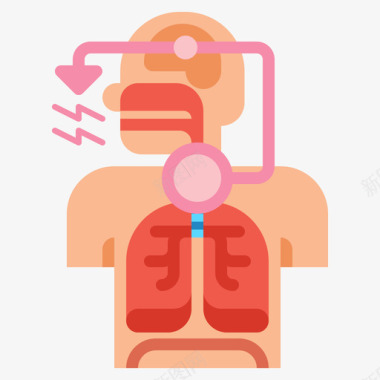 咳嗽解剖学13扁平图标
