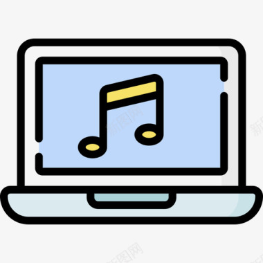 音乐电脑功能2线性色彩图标