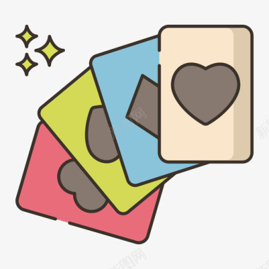 卡片游戏教育娱乐3直系颜色图标