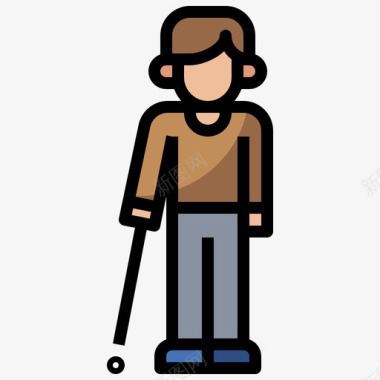 盲人残疾8线状肤色图标
