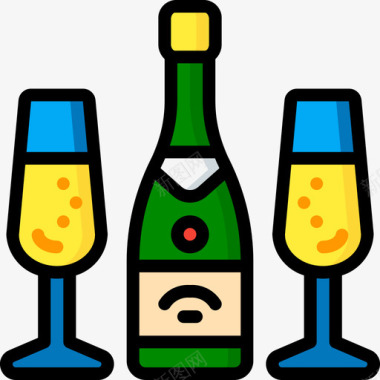 香槟葡萄酒12线性颜色图标