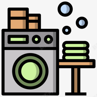家用和生活洗衣机39线性颜色图标