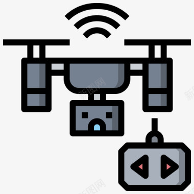 无人机智能技术26线性颜色图标