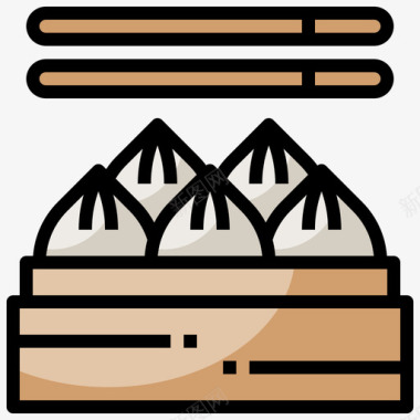 饺子东方食物9原色图标