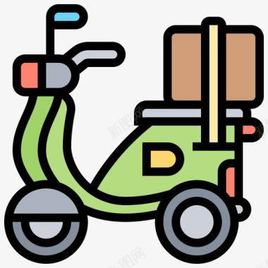 滑板车邮政服务16线性颜色图标