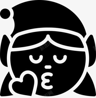 吻圣诞表情填充图标