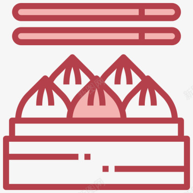 饺子东方食物5红色图标