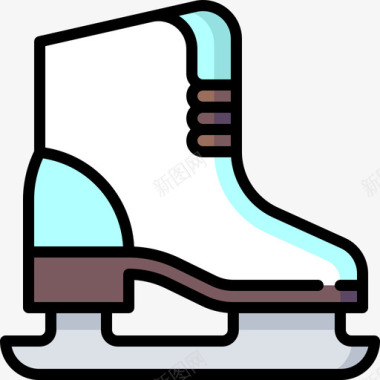 溜冰鞋冬季旅行18线性颜色图标