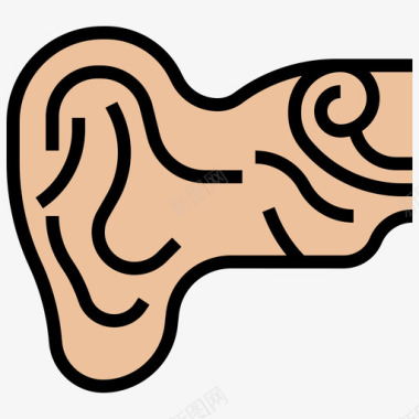 耳朵人体器官17线状颜色图标