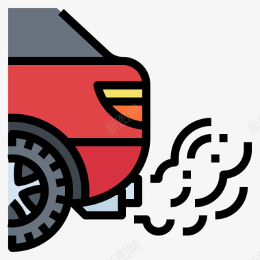 排气管汽车服务64线性颜色图标