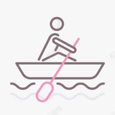划船水上运动3线性颜色图标