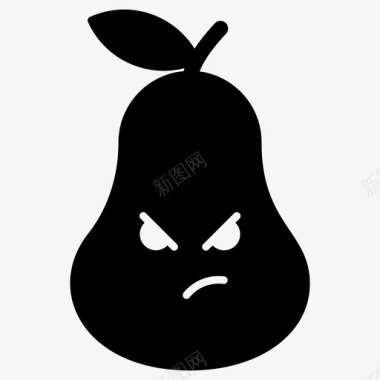 愤怒的梨子脸表情符号情绪图标