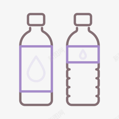 饮料瓶水上运动3线性颜色图标