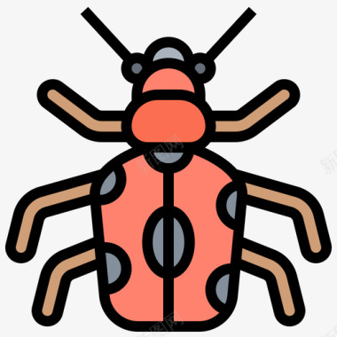 甲虫昆虫9线形颜色图标