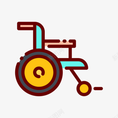 轮椅理疗27线性颜色图标