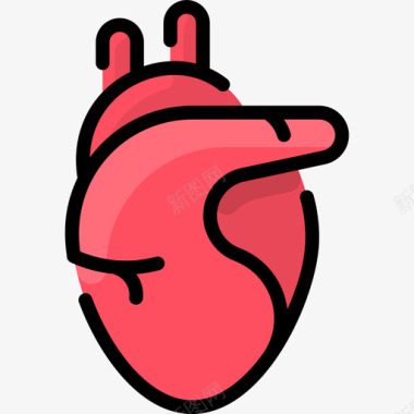 心脏冠状病毒115线状颜色图标