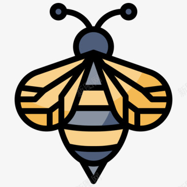 蜜蜂动物36线形颜色图标