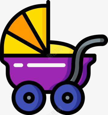 婴儿椅孕妇42线性颜色图标