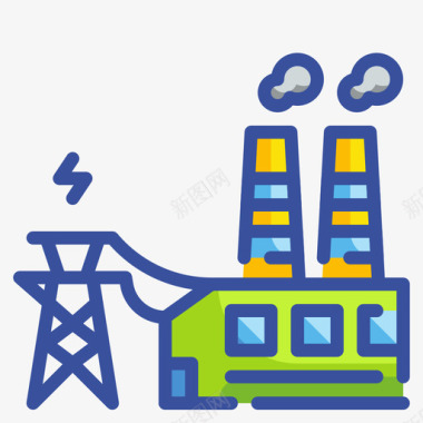 发电厂创新可再生能源2线性颜色图标
