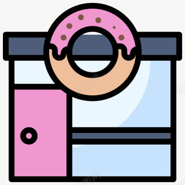 甜甜圈店主题公园7线性颜色图标