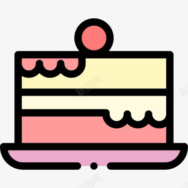 蛋糕新年67线形颜色图标