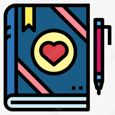 日记爱情和情人节6线性颜色图标