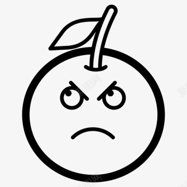 悲伤的橙色脸表情符号情感图标