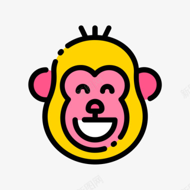 猴子马戏团103线性颜色图标