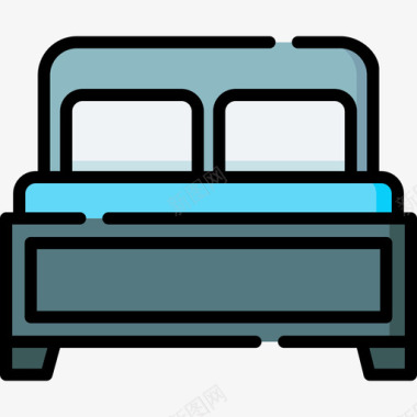 双人床睡眠时间46线性颜色图标