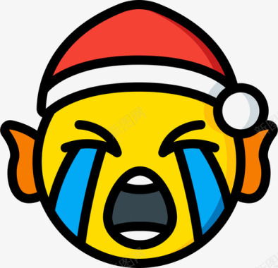 哭泣圣诞表情3线性颜色图标