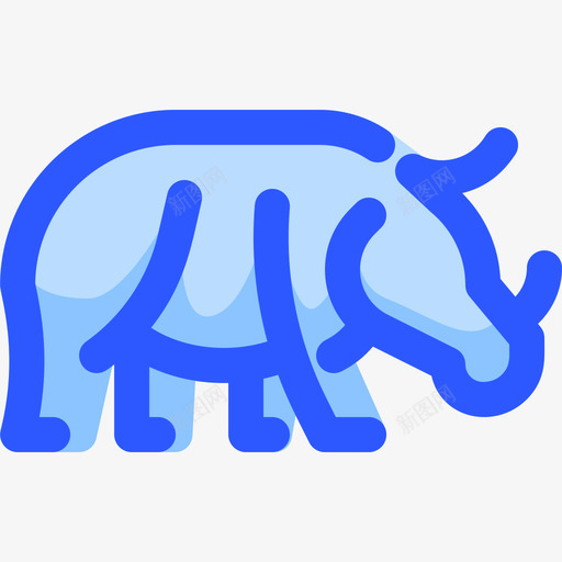 犀牛野生动物8蓝色svg_新图网 https://ixintu.com 犀牛 野生动物 蓝色