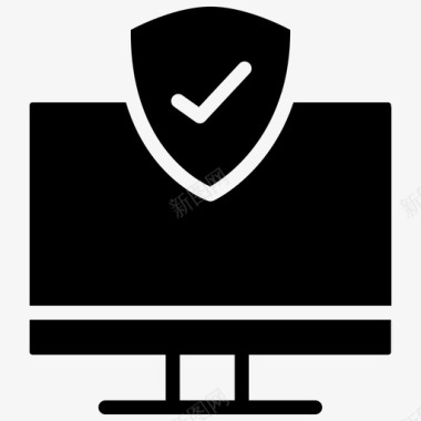 防火墙计算机安全黑填充图标