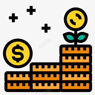 货币商业和金融8线性颜色图标
