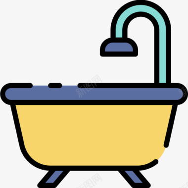 浴缸水管工38线性颜色图标