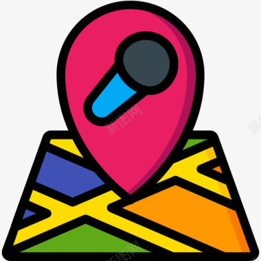 卡拉OK地图34线性颜色图标