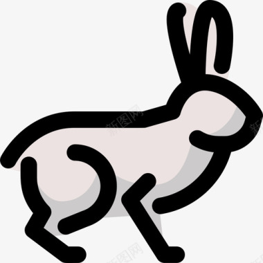 兔子野生动物7线形颜色图标