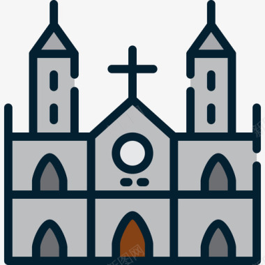 越南大教堂4线性颜色图标